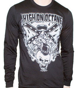 Image of Men's High on Octane Rebel Skull Long Sleeve Shirt