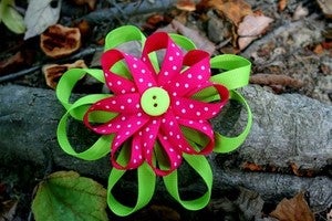 Image of Pink and Green Flower bow