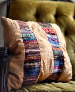 Image of high noon. ikat hand-woven pillow.
