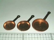 Image of Miniature Copper Metal Fry Pans Set 3