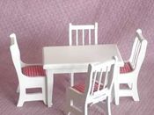 Image of Dollhouse White Table and Chairs - Red Gingham