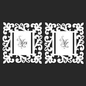 Image of Flourish "Mr" & "Mrs" Luxecut™ Chair Tie Set (Set of 2)