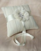 Image of Caroline Ivory Silk Chiffon Ring Bearer Pillow