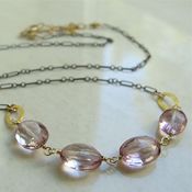 Image of evelyn necklace with pink quartz