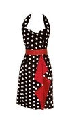 Image of Black & White Fitted Dress With Red Detail