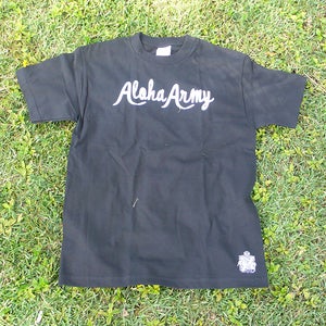 Image of ALOHA ARMY SCRIPT TEE BLACK