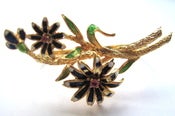 Image of Antique Enamel + Sapphire Flower Double Ring - 18K