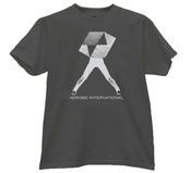 Image of Aerobic Lady Legs silver on grey t-shirt