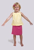 Image of Fully reversible wrap skirt – Tea rose poplin & satin light blue cotton 