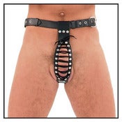 Image of Leather Thong With Cock Restraints (JL5055)