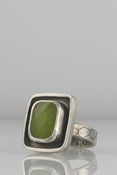 Image of Olive Jade Small Square Moat Ring