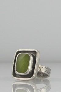 Image of Olive Jade Small Square Moat Ring