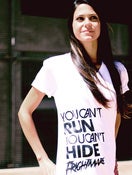 Image of YOU CAN'T RUN... - UNISEX WHITE V-NECK 