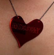 Image of Meow - red mirror heart word necklace