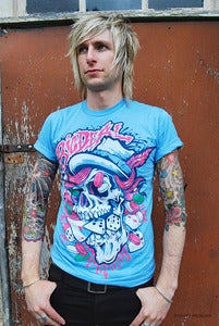 Image of Guys Big Deal Blue Skull Tee