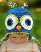 Image of Owl Earflap hat Crochet Pattern