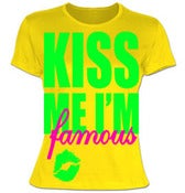 Image of Kiss Me I'M Famous Yellow Tee (Neon Green & Neon Pink)