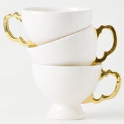 Image of Individual Teacup with GOLD Lustre Handle