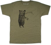 Image of Grrrrrrrr Bear AKA "Brian" on an Army Green Fair Wear T-Shirt.