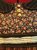 Image of pan collar, floral, tweed, and stripe dress with mismatch buttons 