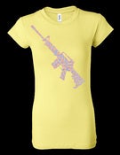 Image of AR-15 "Flower" - Ladies Shirt in Yellow, Pink or Cream Color