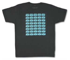 Image of Caravans on Organic Charcoal Grey Fair Wear T-Shirts.