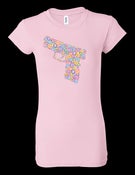 Image of Semi-Auto Handgun "Flower" - Ladies Shirt in Yellow, Pink or Cream Color