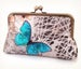 Image of Morphos butterfly, luxury silk clutch purse