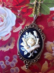 Image of Ivory Rose Silhouette Cameo Necklace