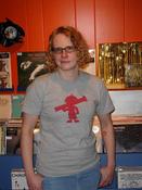 Image of The Official Kid with a Rocket Launcher logo T-Shirt (Heather Grey with cranberry logo)