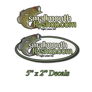 Image of Smallmouth fly shop decals 5" x 2"