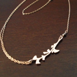 Image of Sterling Silver and 14K Gold FIlled Gingko Leaf Necklace