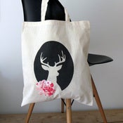 Image of Hand printed eco tote bag – deer cameo