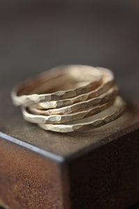 Image of Hammered 14kt Gold Stacking Rings- as seen in LUCKY Magazine
