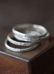 Image of Hammered 14kt White Gold Stacking Rings