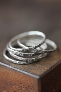 Image of Hammered Oxidized Sterling Silver Stacking Rings