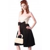 Image of Eyelet Vintage White & Black Bow Dress