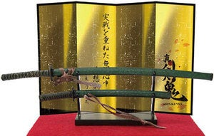 Image of samurai sword #08 green with green handle