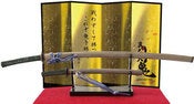Image of samurai sword #10 green handle and tan