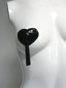 Image of Black Heart Nipple Tassels/Pasties