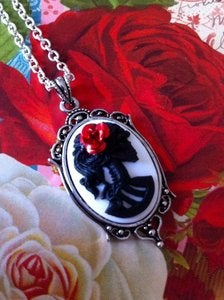 Image of Black Lolita Skeleton White Necklace - Medium