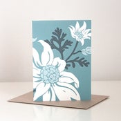 Image of Flannel Flower Greeting card- TEAL BLUE