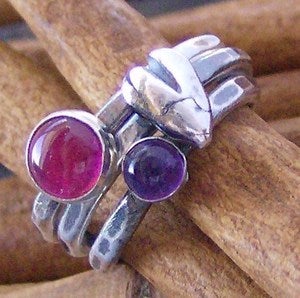 Image of birthstone stacking heart set