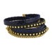 Image of Zan Leather Bracelet-Electric Blue/Black