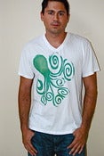 Image of White Green Gold Octopus V Neck
