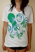 Image of White Blue Green Octopus V Neck