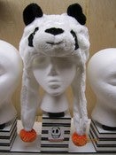 Image of Panda Hat with orange pom poms