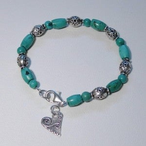 Image of Handmade Sterling Silver and Turquoise Bracelet