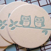 Image of Letterpress Coaster Set - owls