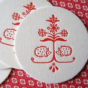 Image of Letterpress Coaster Set - hedgehog